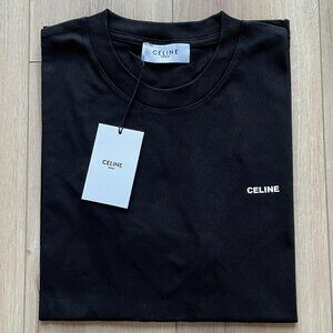 XXL Celine Men's Logo Basic Cotton Black T-Shirt Relaxed Fit Short Sleeve